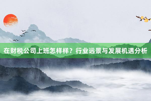 在财税公司上班怎样样？行业远景与发展机遇分析