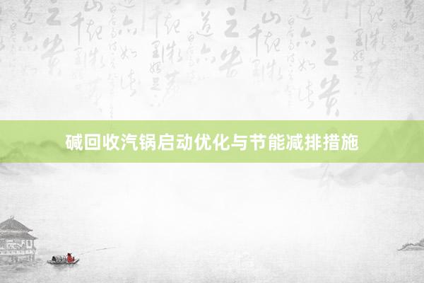 碱回收汽锅启动优化与节能减排措施