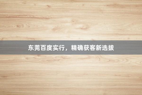 东莞百度实行，精确获客新选拔